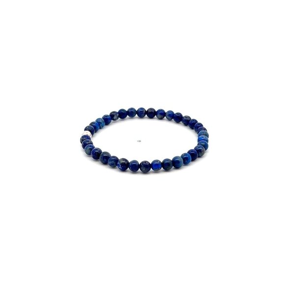 Natural Lapis Gemstone Mini 4mm 18K White Gold Charm Bead September Birthstone - Picture 3 of 5